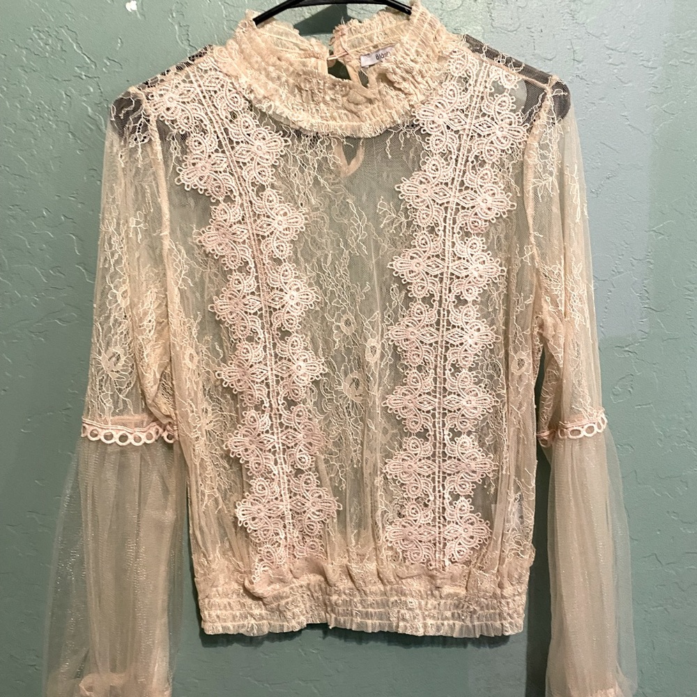 High neck line delicate lace top